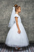 Big Girls White Satin Mesh Lace Beadwork Communion Dress 8-20.5